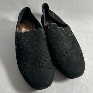 Earth Origins Perforated Suede Black Loafer Rocco Slip-Ons Shoe